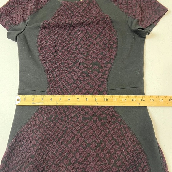 Rebecca Taylor‎ Dress 6 Women Textured Sheath Short Sleeve Black Purple - Picture 10 of 11